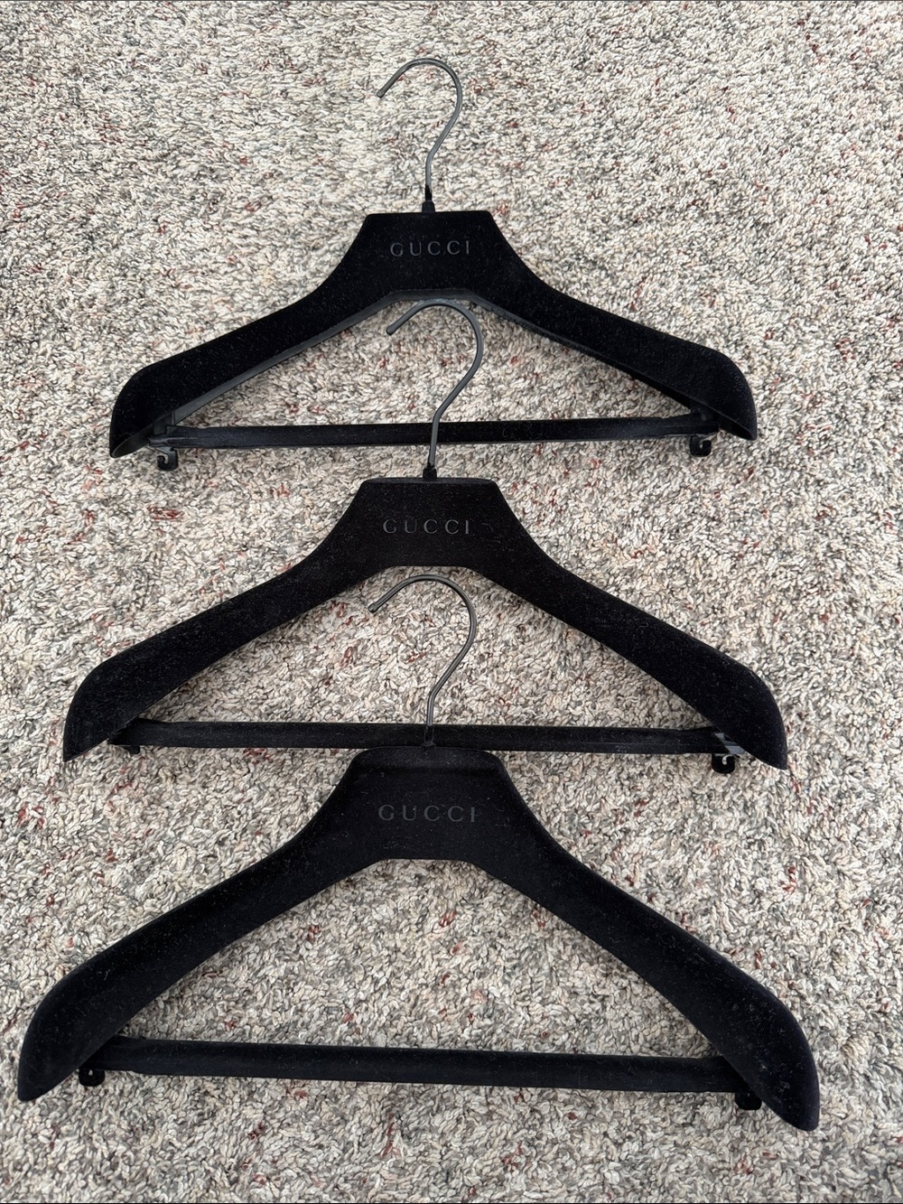 Gucci Black Velour Padded Coat Hangers - Set of 3